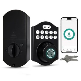 CHEN LCLILICHEN Smart Fingerprint Door Lock, Keyless Entry Deadbolt with Electronic Keypad, Bluetooth App Control, One Time Code, IP65 Weatherproof, for Front Door/Home/Office (Matte Black)