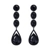 EVER FAITH Black Rhinestone Crystal Multi Teardrop Pierced Drop Dangle