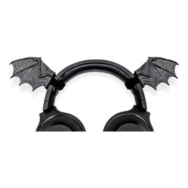 BeamTeam3D Bat Wings for Headphones - Bat Headphone Attachment in Various Colors with Self Fastener - Cosplay Bat Ears for Gamers and Streamers (Set of 2) (Sparkle Black)