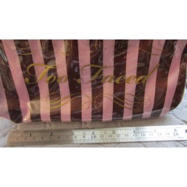 TOO FACED Cosmetic striped Makeup Bag  with clear vinyl covering 8" x 4.5"