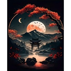 Gutluz Paint by Numbers Adult Landscape Sunrise Paint by Numbers Adult Landscape - Paint by Numbers Adult Canvas Brush - Painting by Numbers Kits 40 x 50 cm (CD140)