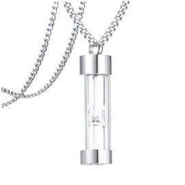 Healeved Glass Urn Pendant Necklace for Ashes Memorial Jewelry Keepsake Sand Clock Design Durable Unisex Chain Elegant Display Option