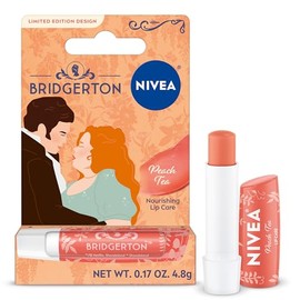 NIVEA Bálsamo de labios melocotón y té, cuidado nutritivo de labios, Bálsamo de labios tintado edición limitada de Bridgerton con sabor a melocotón y manteca de karité, 3 en 1 hidratación, reparación