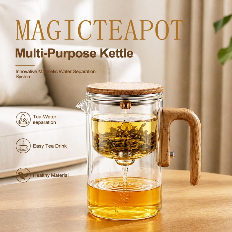 Magic Glass Teapot with Infuser, 24oz (700ml) Heat-Resist Boro Glass