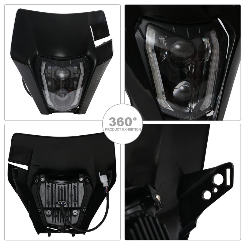 CHANGCHENG Dirt Bike Headlight Led，66W 3000lm Universal Motorcycle LED Headlight