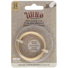 The Beadsmith German-Style Jewelry Wire – 24 Gauge, 12 Meter Coil – Copper Core, Gold Plated -Beading Wire Used to Jewelry Making, Wire Wrapping, Sculpting, Floral, and DIY Arts & Crafts