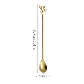Long Handle Gold Teaspoon, 7.4 "for ice Cream, Coffee, Tea, Mixers, Milkshakes and Cold Drinks Elegant Stainless Steel Mixing Spoon (4-Piece Set)