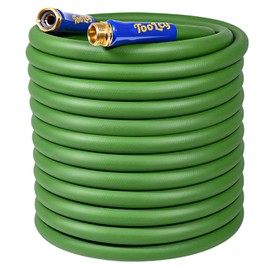 TOOLCY Garden Hose 100 ft x 5/8", Heavy Duty Water Hose, Lightweight, All-weather, Durable Hose with Swivel & Solid Brass Male to Female Fittings,Green