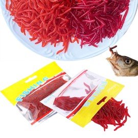 zakora 200 Pcs Fishing Lure Soft,Plastic Earthworm Artificial Trout Worm Bait Lifelike Fake for Freshwater Saltwater,1.2-1.9 in Power Bait (2 Styles with Their Own Fishy Aroma)