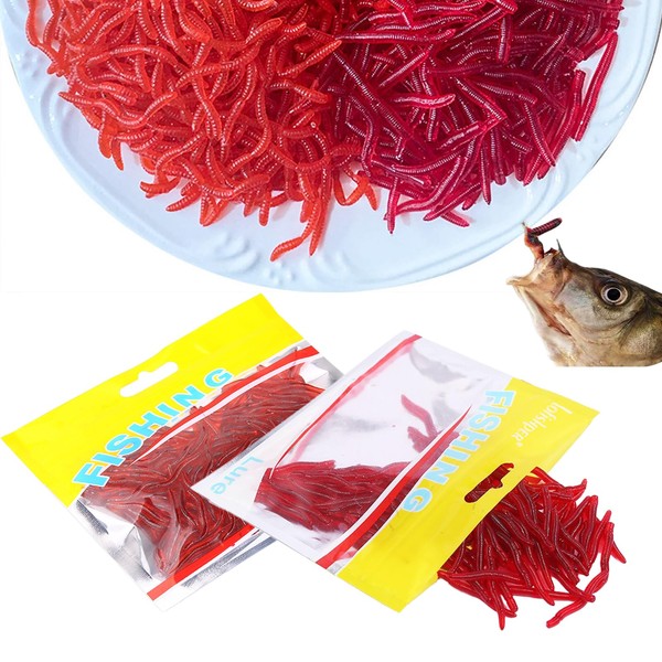 zakora 200 Pcs Fishing Lure Soft,Plastic Earthworm Artificial Trout Worm