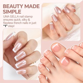 Una Gella French Tip Tool Stamp, Two Sizes French Nails Manicure Stamper Kit For Almond/Square/Coffin Fingers & Toes Easy Diy Nail Art At Home