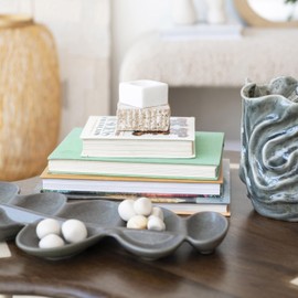 Bloomingville Stoneware Organic Shaped Vase with Crackle Glaze, Grey