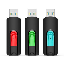 Aiibe 64GB Flash Drive 3.0 3 Pack 64GB Thumb Drive USB Drive 64 GB Jump Drives USB 3.0 Flash Drives Memory Stick Zip Drives (64G, Red Green Cyan)