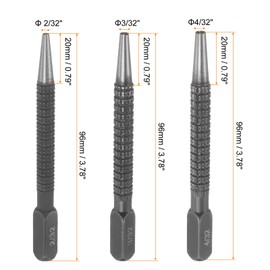 sourcing map 3pcs Center Punch Set 2/32" 3/32" 4/32" Carbon Steel Non-Slip Nail Setter Punch Tapered Alignment Center Hole Pin Tool for Plastic Metal Wood Scribe Marking