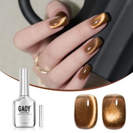 GAOY GAOY Jelly Brown Cat Eye Gel Nail Polish, 16ml Glitter Holographic Nail Polish with Magnet, Reflective Translucent UV Gel, 2958 Caramel Shine