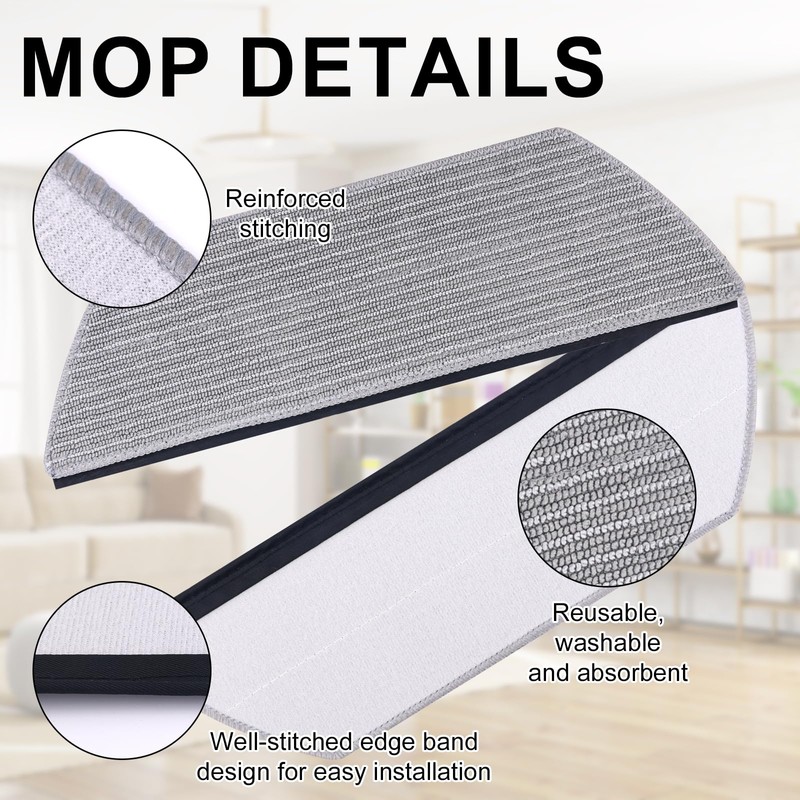 6pcs Replacement Mop Pads Compatible with Shark AV2800ZE RV2820YE RV2820ZE