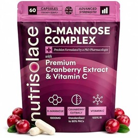 D Mannose and Cranberry Capsules 1000mg | UTI & Cystitis Support for Women | 60 D-Mannose Tablets with Cranberry Extract & Vitamin C | Bladder & Urinary Tract Health