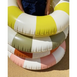 Petites Pommes Water Floats for Adults - Durable Inner Tube, Handprinted Classic Striped Design Pool Float, Soft Comfort Seaming, Packable Floats for Travel, Yellow, 47 inch