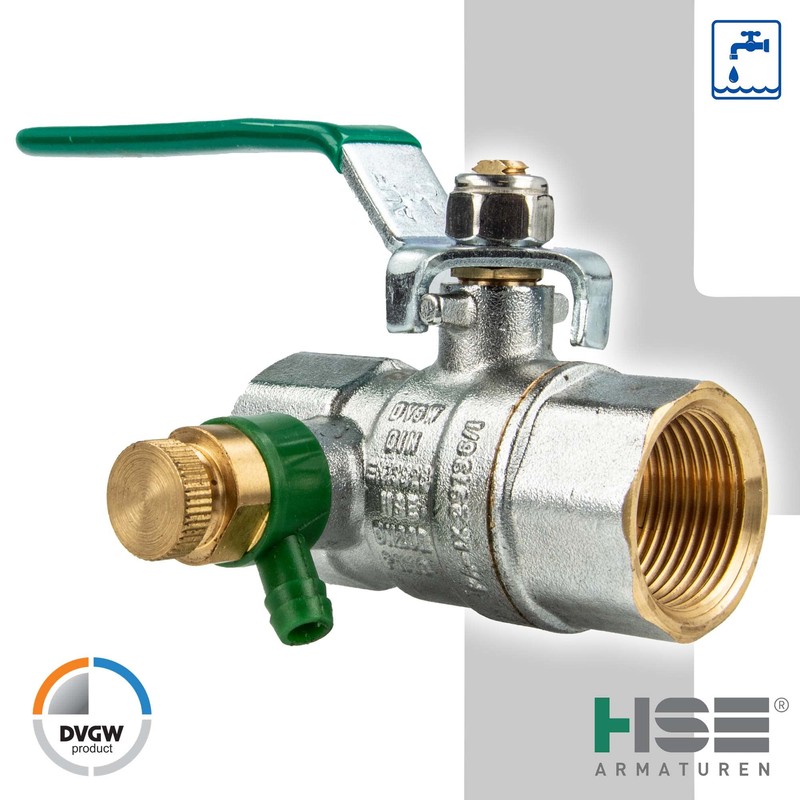 Uniwater Chrome Ball Valve with Drain 1497 DVGW up to