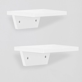 PHOENANCEE Small Floating Shelves,Trapezoid Wall Shelf for Speaker Table Lamp Plants Display,Decorative Wood Ledges Chic for Living Room,Bedroom,Kitchen,Office,Pine,8x6 Inch,2 Pack(White)