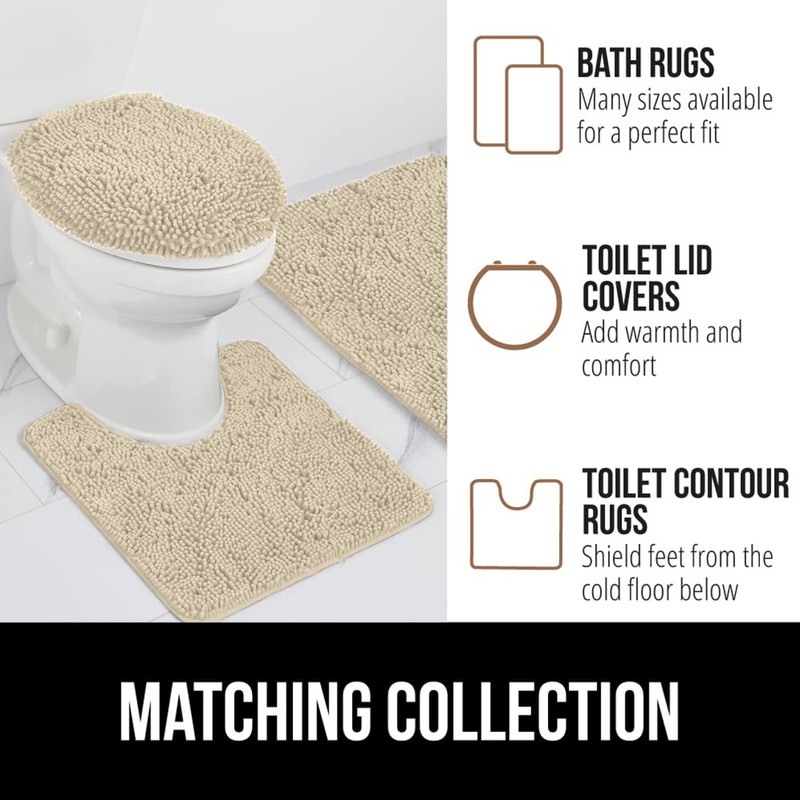 GORILLA GRIP Bath Rug Mat 44x26, Thick Soft Absorbent Chenille,