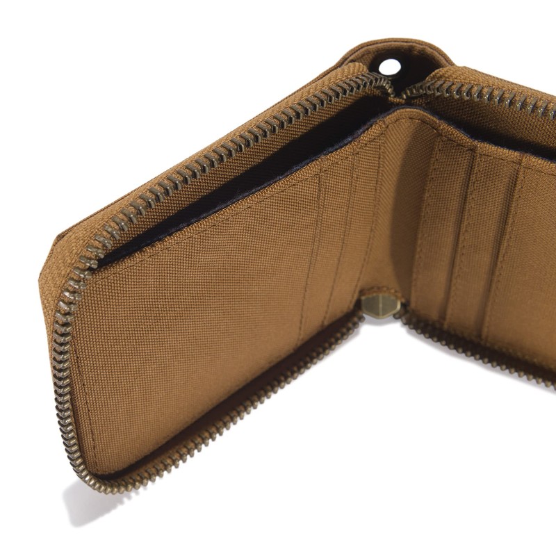 Carhartt Men's Casual Canvas Zip, Durable Zippered Wallets, Brown, One