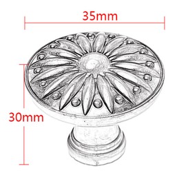 Lemfema Drawer Pulls, Antique Style, 5 Pieces, 3 Sizes Included, Drawer Knobs, Drawer Pulls, Drawer Pulls, Drawers, Cabinets, Cupboards, Hardware, DIY, Floral Pattern, Bronze (Single Hole, Diameter 1.4 inches (35 mm)