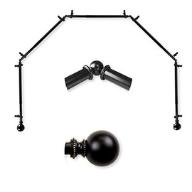 A&F Rod Décor - Cleo 13/16" 5-Sided Bay Window Curtain Rod 28-48 inch (each side) - Black