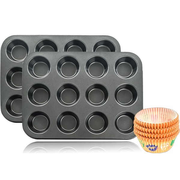 2 x 12 Baking Trays, Muffin Moulds for a Total