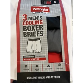 WRANGLER MENS COOL COTTON BOXER BRIEFS SIZE Small 3 PACK 6 INCH INSEAM STRETCH