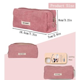GMYIAK Corduroy Pencil Bag Girls Large Pencil Case with Zip for Boys Girls Adults Study Must Haves School School Supplies Aesthetic Pencil Teenager, pink, simplicity
