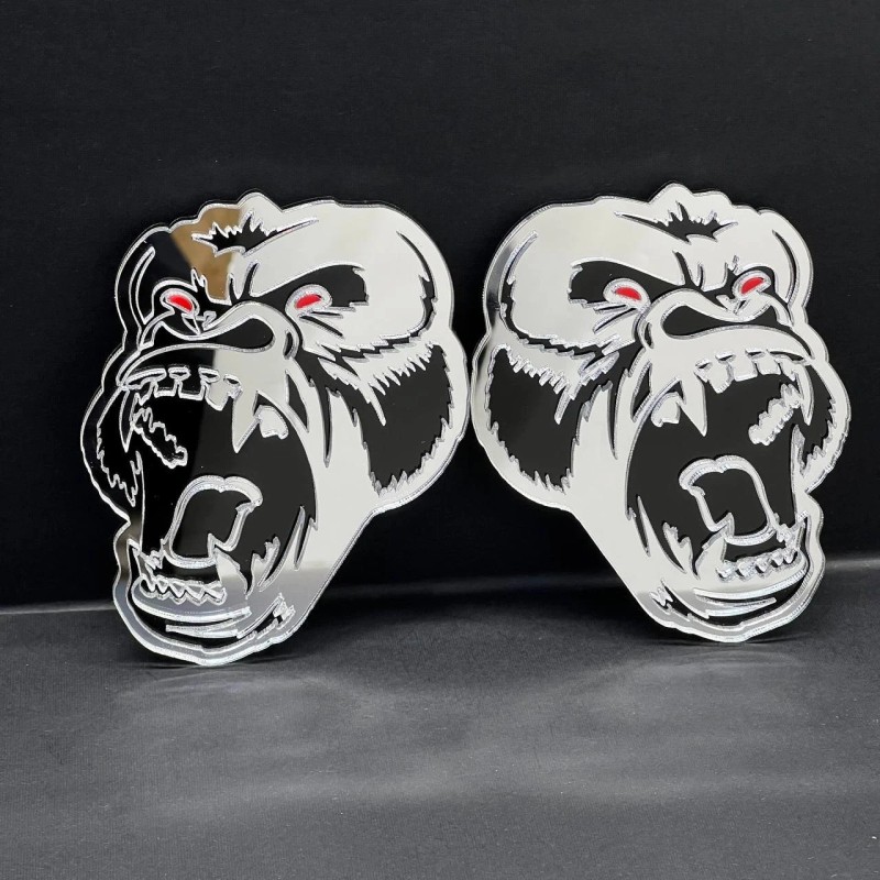 Emblem Badge Gorilla Mirror Emblem Badges Car Truck (2 BADGES)
