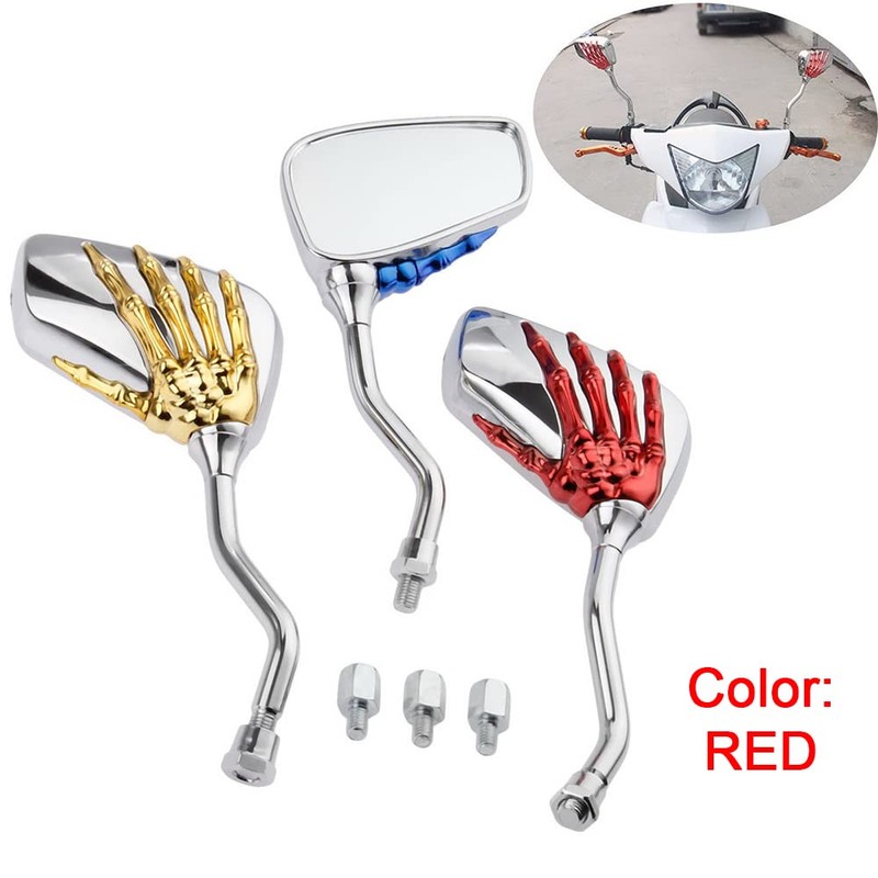 AULESSE 1 Pair Left Right Universal Motorcycle Scooter Chrome Skull