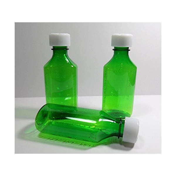 Graduated Oval 8 Ounce Green RX Medicine Bottles w/Caps-Case of 100-Pharmaceutical Grade-The Ones We Sell to Pharmacies, Physicians, Labs, Hospitals
