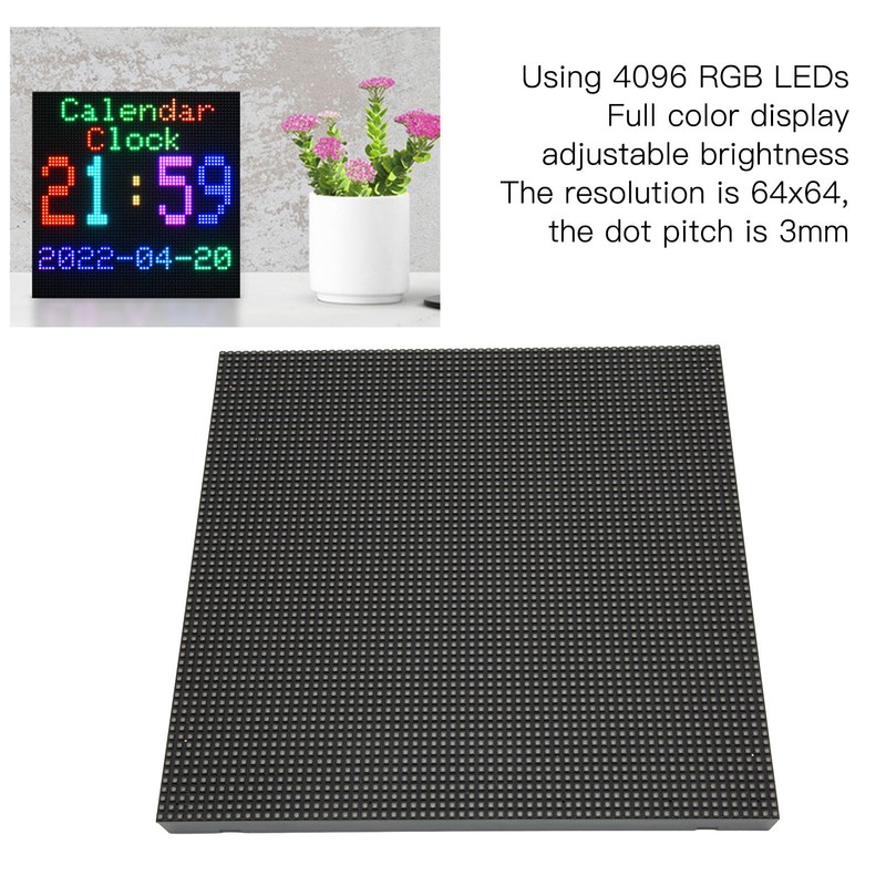 LED Matrix Panel 4096 RGB LEDs Full Color Adjustable Brightness