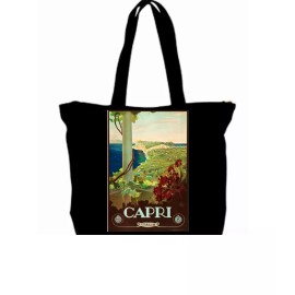 BMZBIZ Capri Travel Poster Tote Bag All Purpose Vintage 1930s