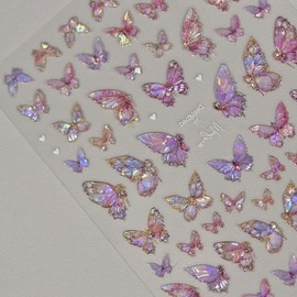 Nail Stickers Butterfly, Butterfly Nail Art Stickers, Butterfly 5D Embossed Nail Stickers, Butterfly Nail Stickers for Women, Nail Art Sticker Decoration for Women