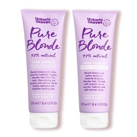 Umberto Giannini Pure Blonde Shampoo & Conditioner Duo, Vegan & Cruelty Free Blonde Toning Shampoo and Conditioner. Banish Brassiness for Blondes - Colour Safe