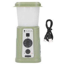 Camping Lamp Hand Cranked Solar Power Indicator LED IPX3 Waterproof Rechargeable Camping Light for Outdoor Green US Version 5000mah