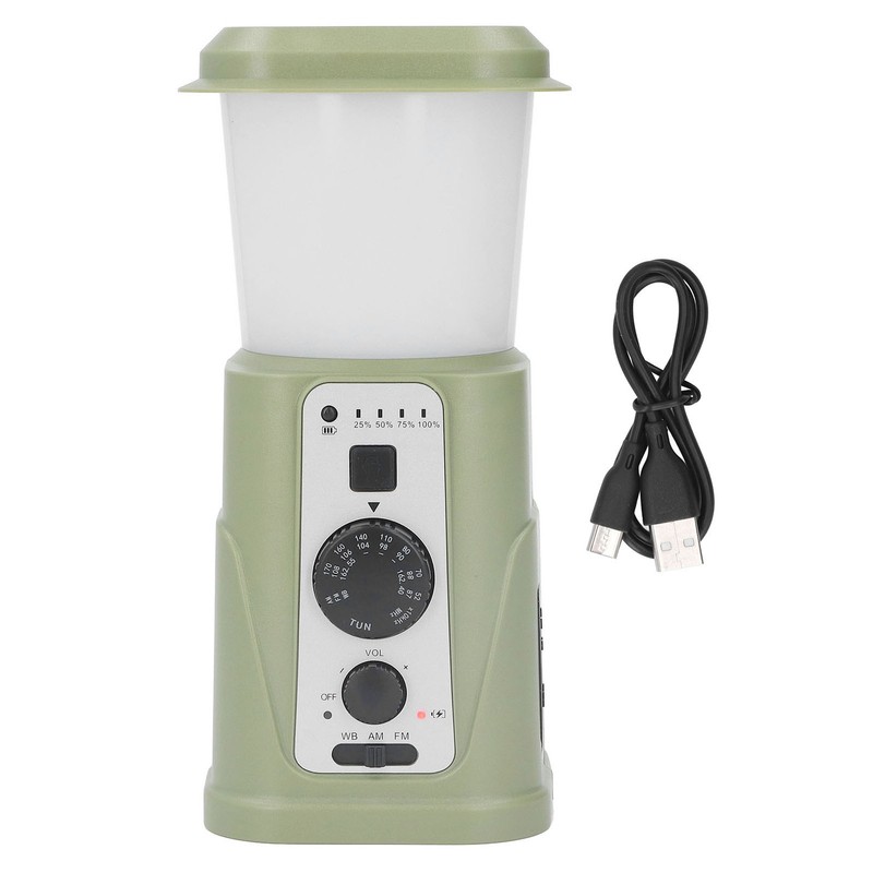 Camping Lamp Hand Cranked Solar Power Indicator LED IPX3 Waterproof