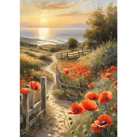 MXJSUA Landscape Sunset Diamond Painting Kits for Adults, 5D Diamond Art Kits for Beginners, DIY Full Drill Picture with Diamond for Home Wall Decor 30x40cm