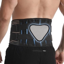 SJTJSPX Back Support Belt Men Women Lumbar Support Breathable Back Brace with 6 Metal Supports Relieve Back Pain at Work/Sports Adjustable Belt Back Support