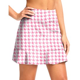 Viodia - Falda de golf de 16 pulgadas para mujer, falda de tenis de cintura alta, faldas atléticas para mujer, pantalones cortos integrados con 5 bolsillos, Rosa (PINK HOUNDSTOOTH), XX-Large