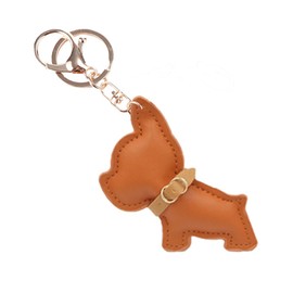 Z'mura Dog Keychain Cute Fluffy Leather Leather Backpack Bag Decoration Charm Simple Pair Gift Strap Collar Dog, Braun
