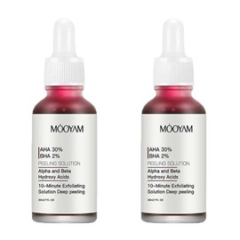 2 Bottles of AHA 30% + BHA 2% Peeling Solution, Exfoliate Face Serum, Moisturising Anti-Ageing for Clear Pores, Fine Lines and Radiant Skin