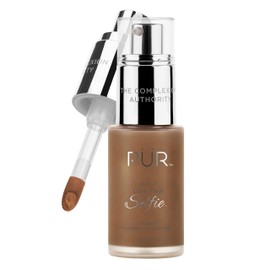 PÜR Beauty 4-in-1 Love Your Selfie Longwear Foundation & Concealer, Full Coverage Liquid Foundation, Hydrating Formula, Cruelty Free, DN7