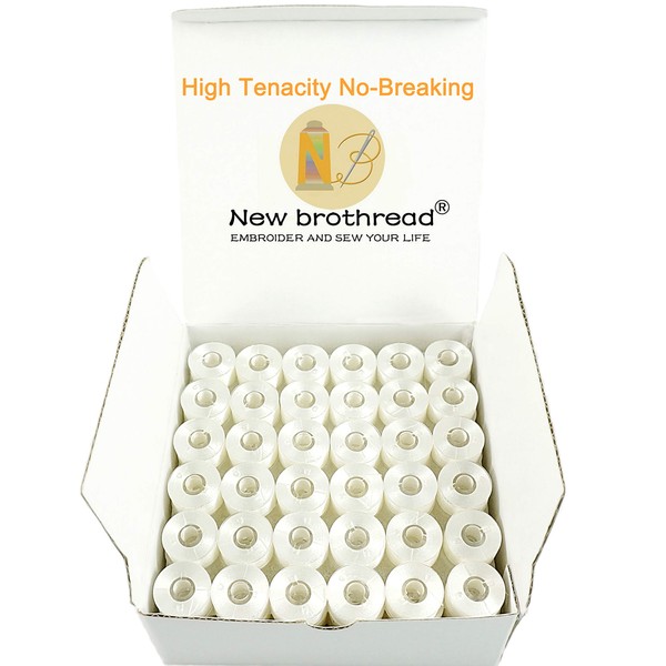 New brothread 144pcs White 70D/2 (60WT) Bobbin Thread Prewound Bobbins Bottom Thread Plastic Size A SA156 for Embroidery and Sewing Machine Brother/Babylock/Janome/Singer/Kenmore Embroidery Thread