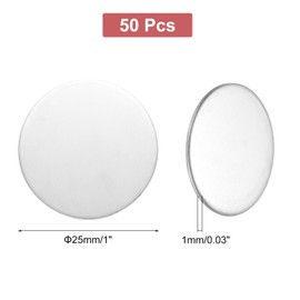 sourcing map 50Pcs Stainless Steel Disc Blank Stamping Tag Engraved Stainless Steel Round Charm Pendant 1mm(T) 25mm/1" for Pendant Bracelet Necklace Jewelry Making Earring