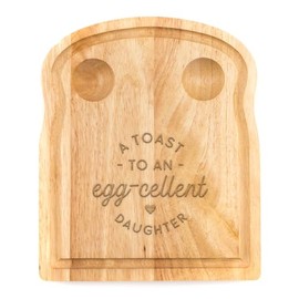 Breakfast Egg Board - "A Toast to an Egg-cellent" Birthday Gifts, Mum, Dad from Son Kids Daughter Baby - Unique Mothers Day Fathers Day Idea - Funny Engraved Pun Design Natural Wood (DAUGHTER)
