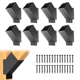 8 Pcs Pergola Brackets, 45-Degree Angle Bracket,4x4 (Actual 3.6‘’x3.6‘’) Corner Support Brackets, Pergola Kit for Gazebo, Deck Porch, Trellis Support Bracket Kit (Black).